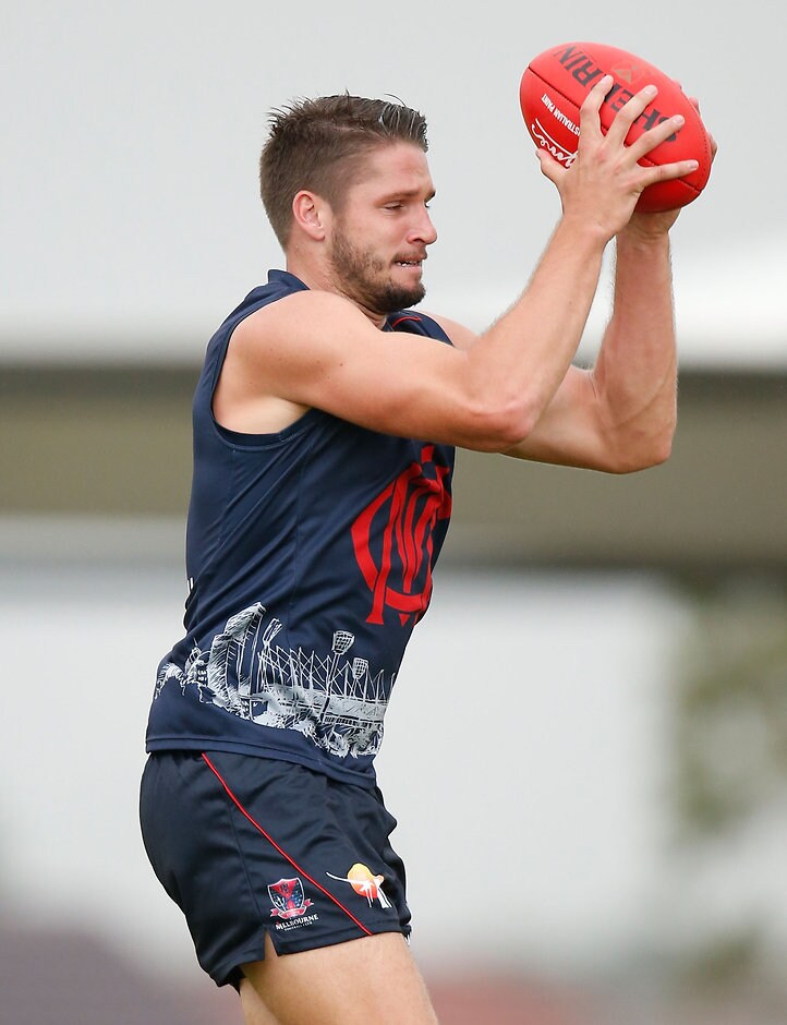AFL 2016 Training - Melbourne Intra-Club Match MELBOURNE, AUSTRALIA - FEBRUARY 19: Jesse Hogan of the Demons in action during the Melbourne Demons intra-club match at Casey Fields in Melbourne on February 19, 2016. (Photo by Michael Willson/AFL Media)